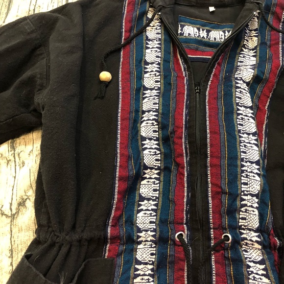 Unisex-handmade  black jacket with pattern, size L - Picture 2 of 4